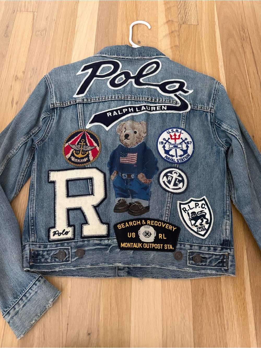 Polo Ralph Lauren Denim Jacket with Bear and Patches - Blue